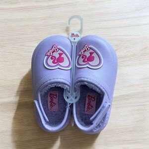 NEW Barbie Kids Purple Lavender Slip-On Shoes Clogs Faux Crocs Fur Lined Size 9